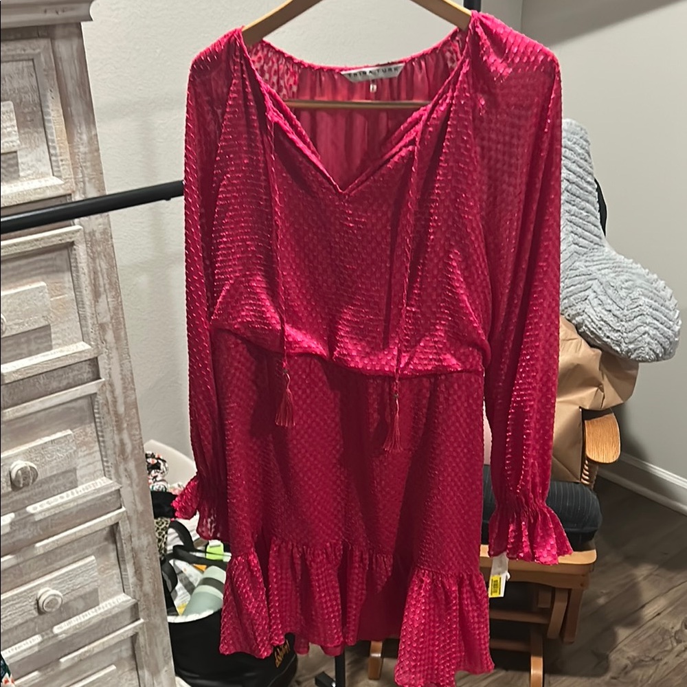 Vibrant Pink Long-Sleeve Dress